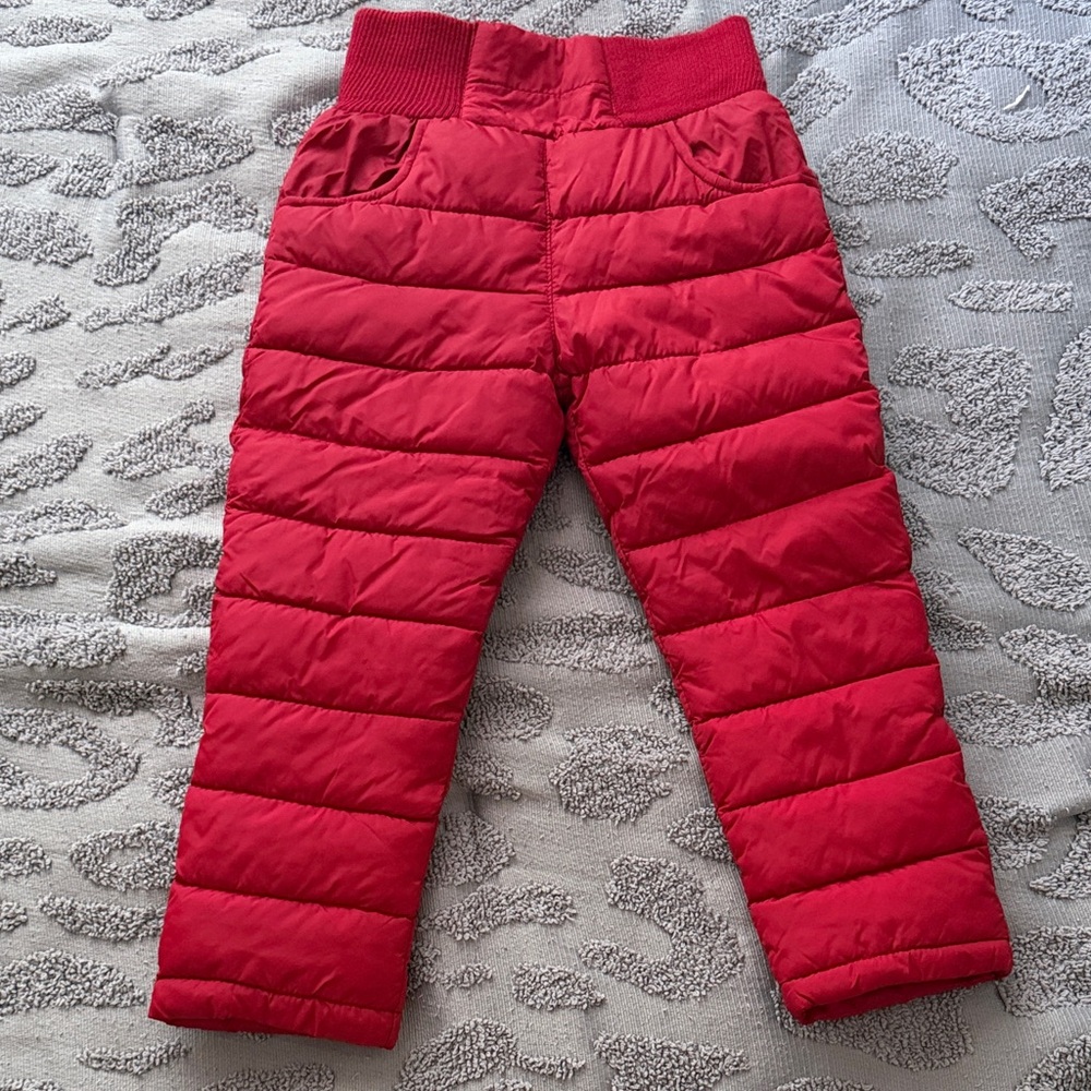 Kids Quilted Red Puffer Pants